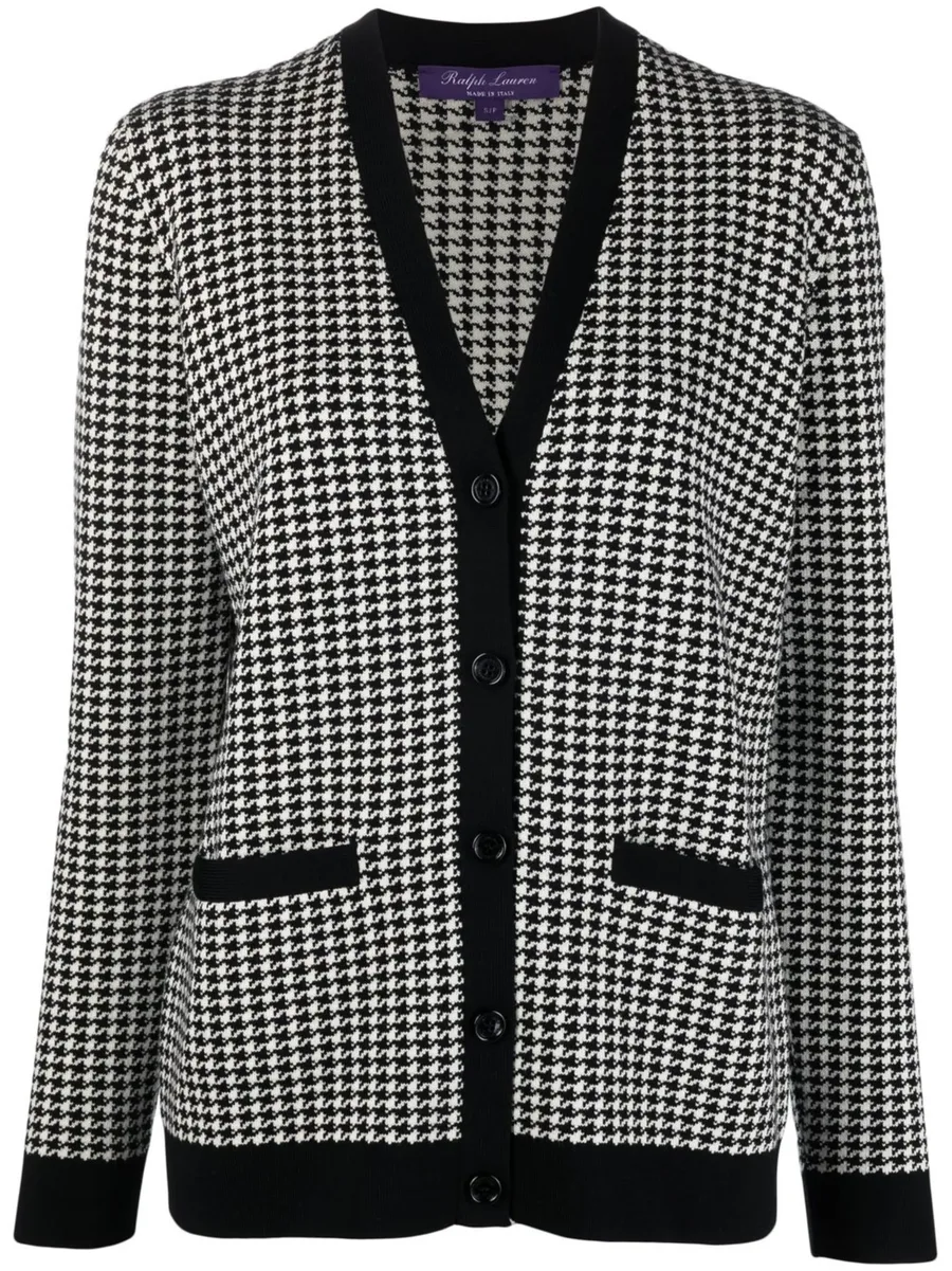 houndstooth single-breasted cardigan 2