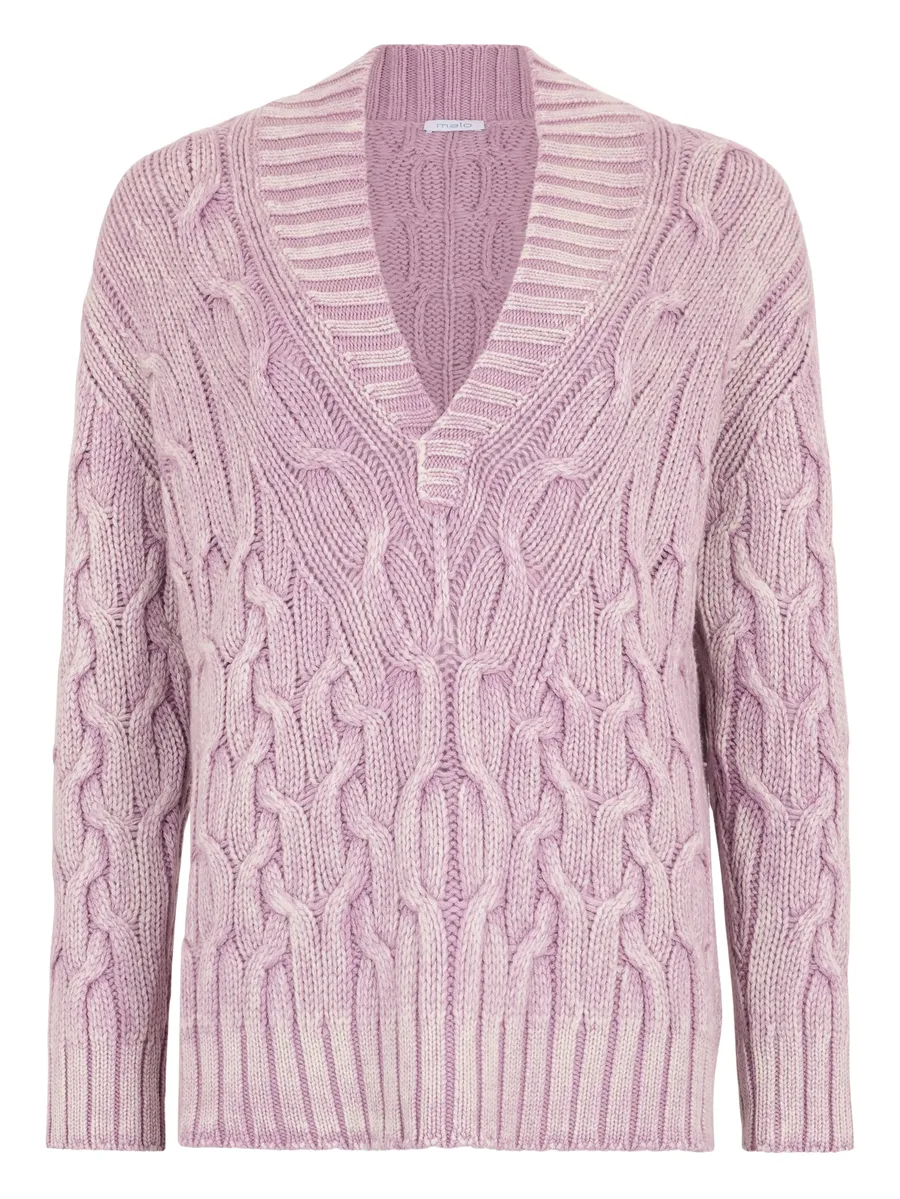 cable-knit V-neck sweater 2