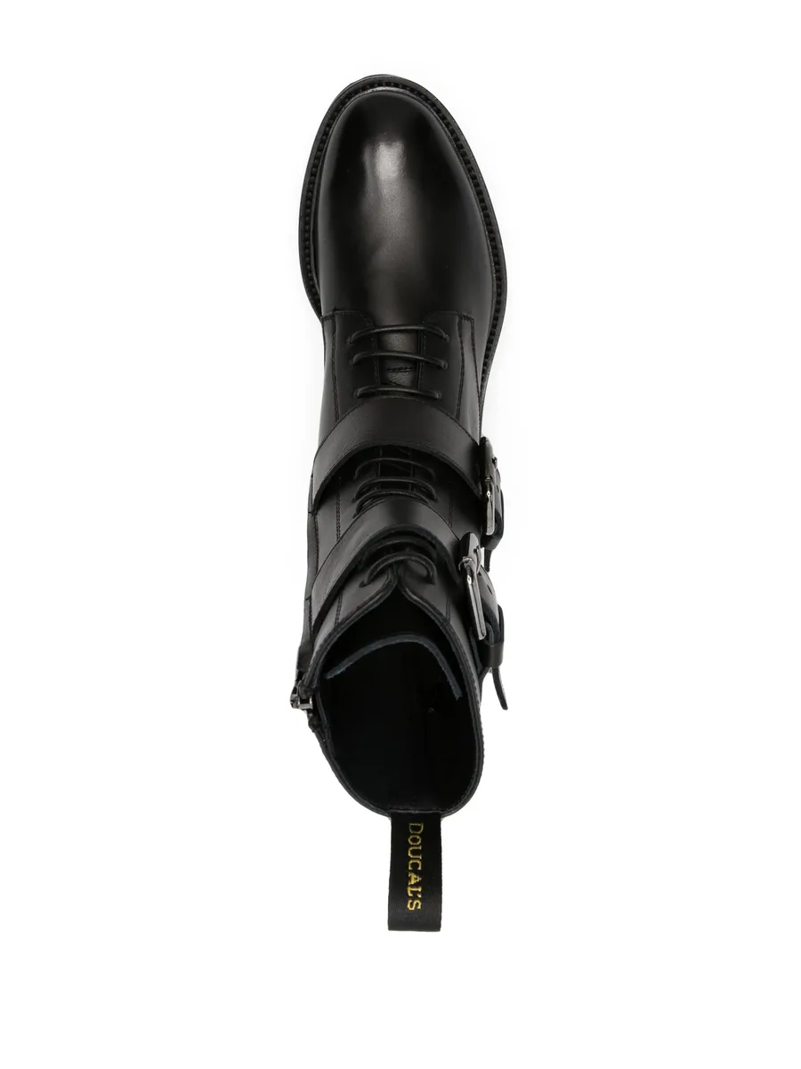 buckled lace-up leather boots 7