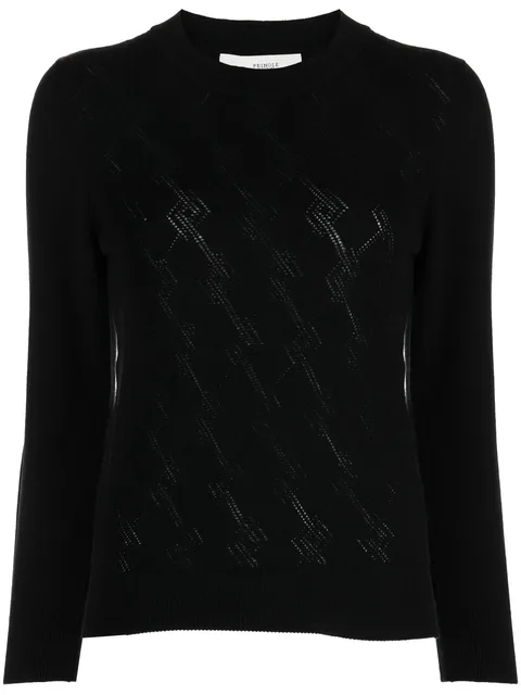 pointelle-argyle knit cashmere jumper