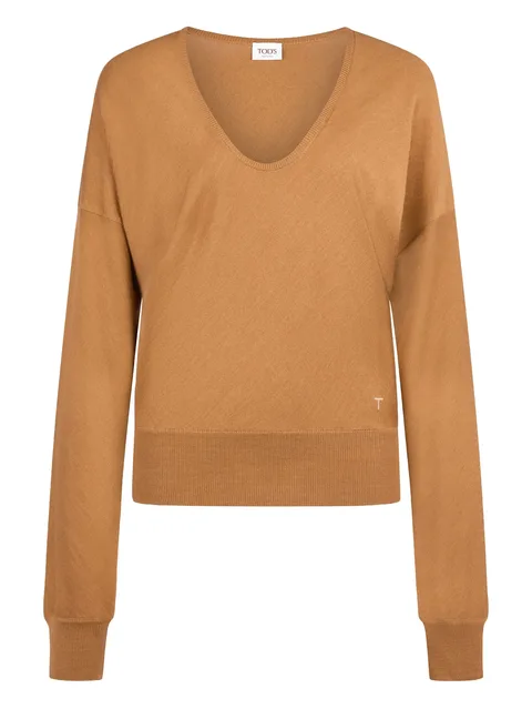 V-neck wool-silk blend sweater
