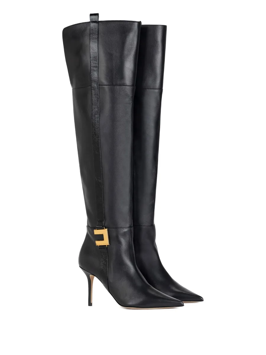 leather logo-plaque boots 4