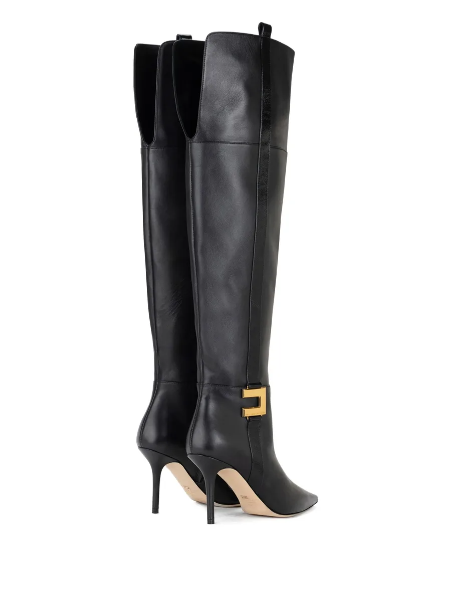 leather logo-plaque boots 6