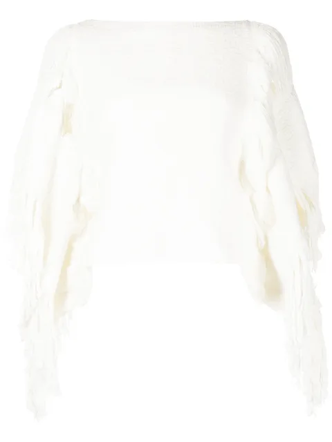fringed-detail knitted top