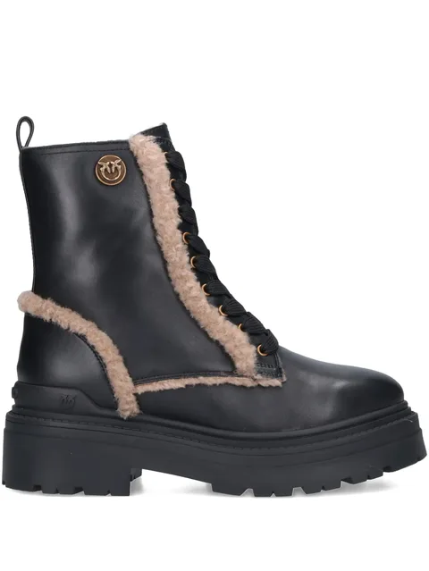 lace-up shearling trim boots