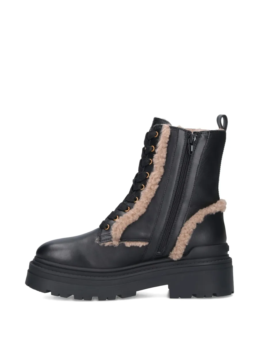 lace-up shearling trim boots 5