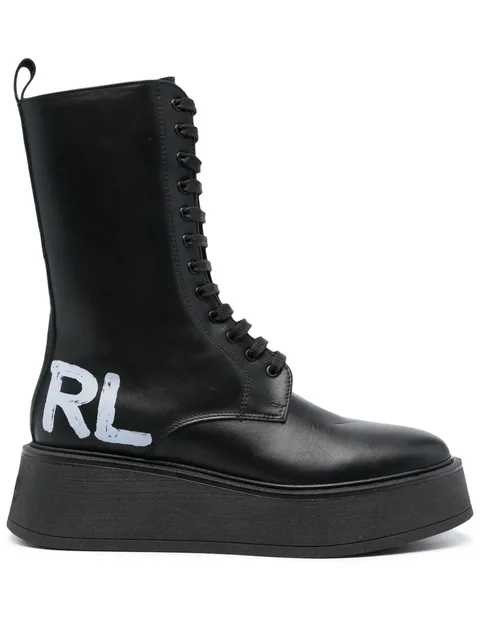 logo-print combat boots