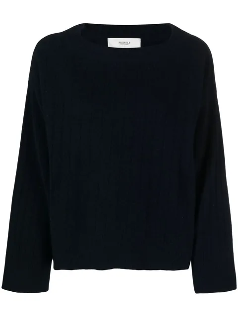 wide-neck ribbed-knit jumper