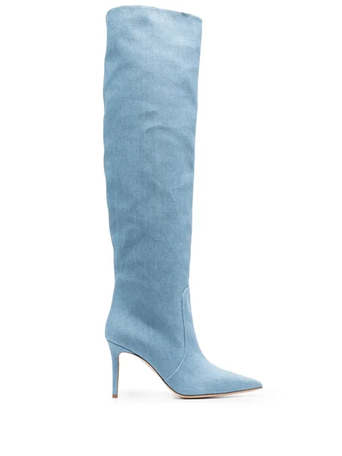 denim 85mm thigh-high boots
