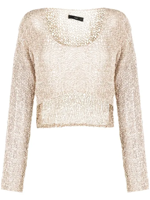 cropped loose-knit jumper