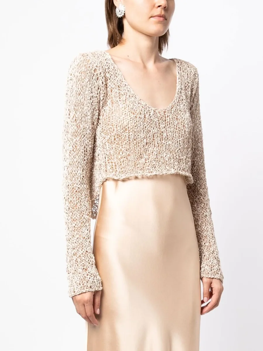 cropped loose-knit jumper 6