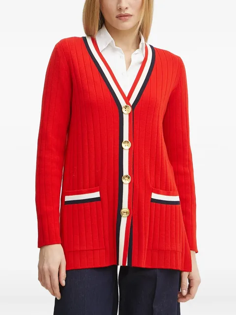 ribbed-knit button cardigan