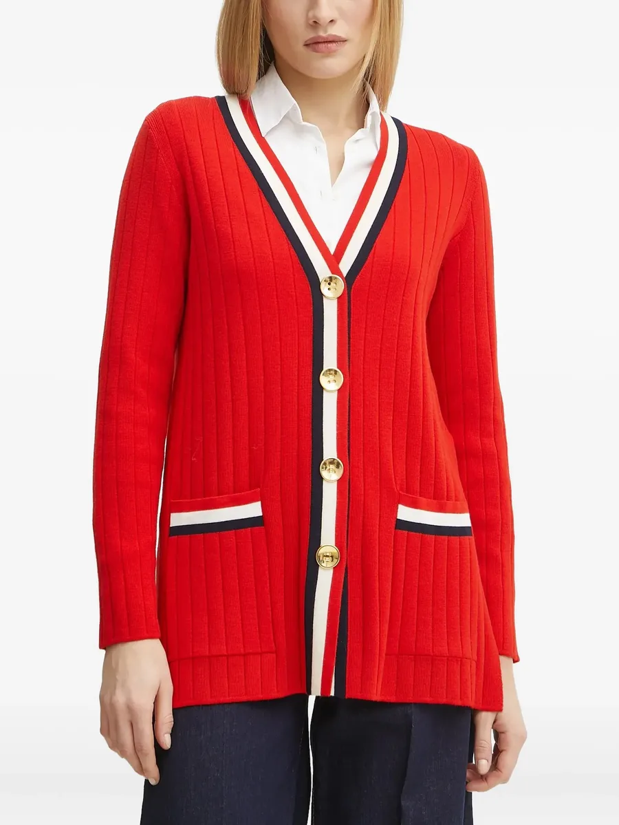 ribbed-knit button cardigan 1