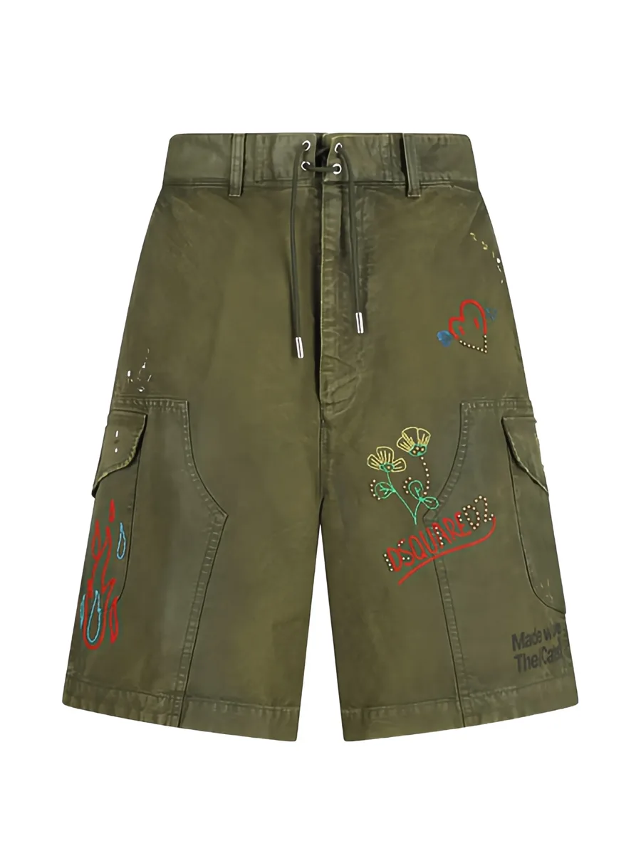 embroidered cargo shorts 2