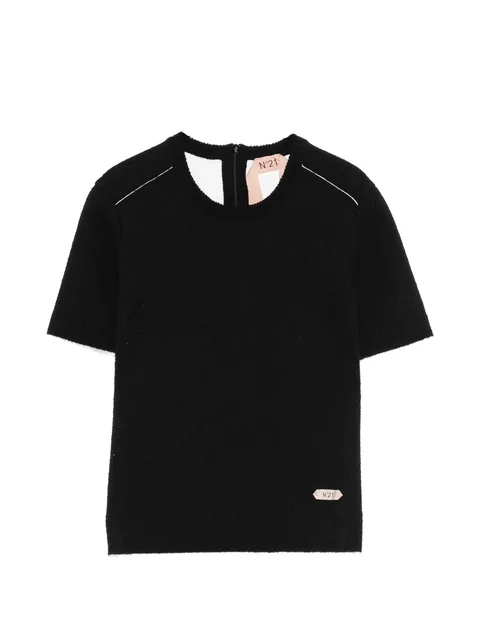 round-neck short-sleeve sweater