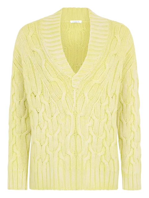 cable-knit V-neck sweater