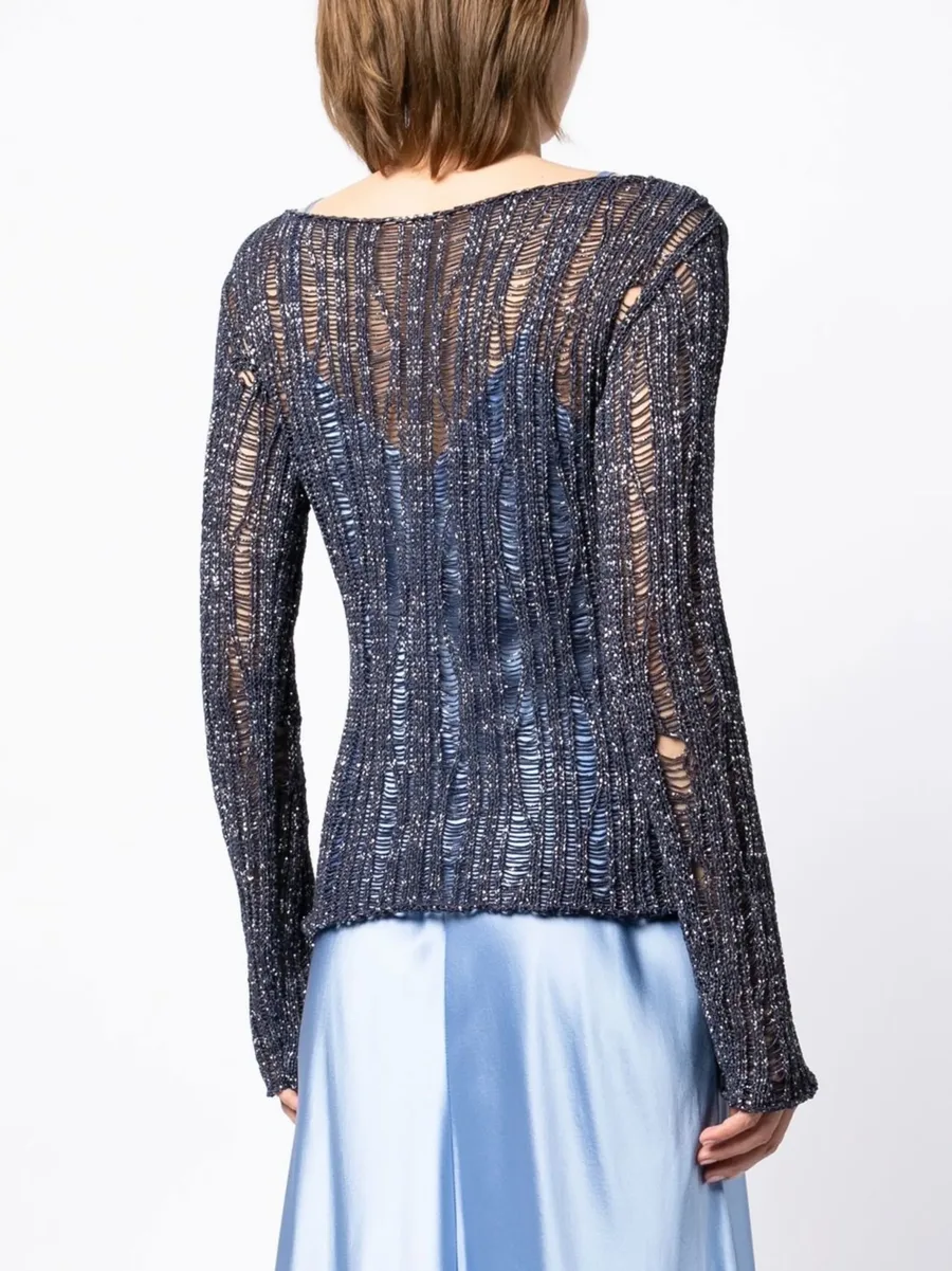 boat-neck open-knit sweater 8