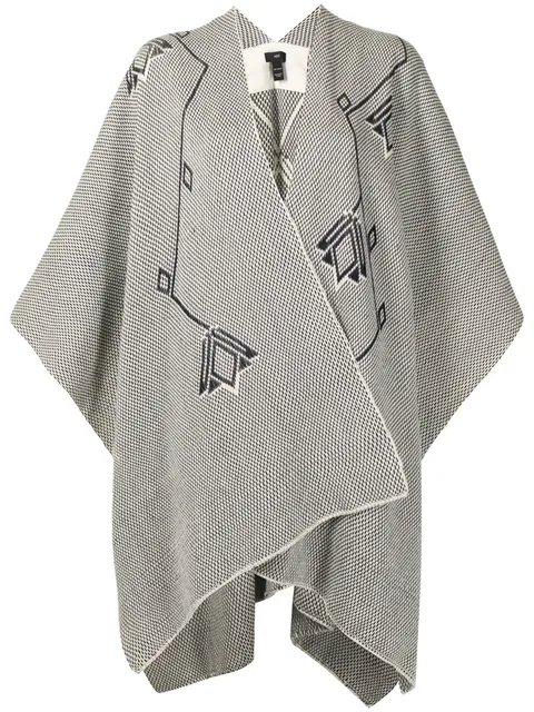 double V-neck merino shawl