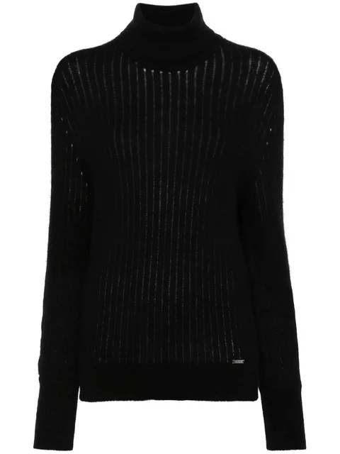 roll-neck ribbed-knit jumper