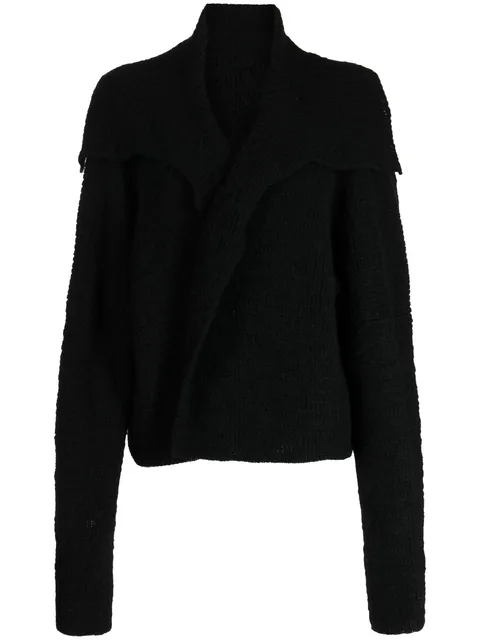 spread-collar wool bolero