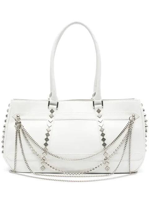chain-detail leather shoulder bag