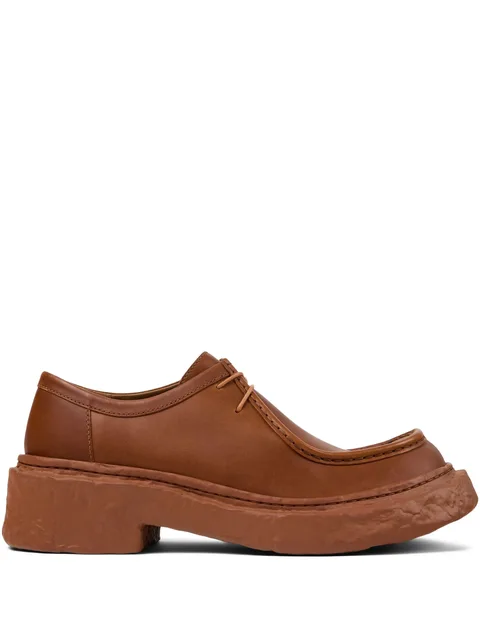 lace-up leather platform shoes