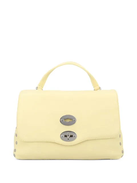 stud-embellished grained leather shoulder bag