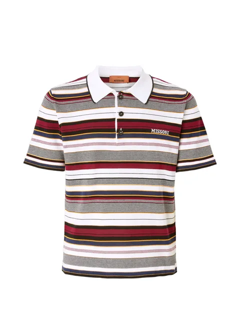 logo-embroidered striped polo shirt