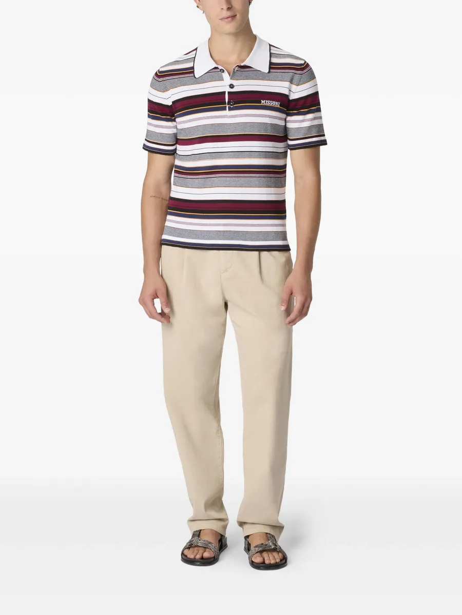 logo-embroidered striped polo shirt 4