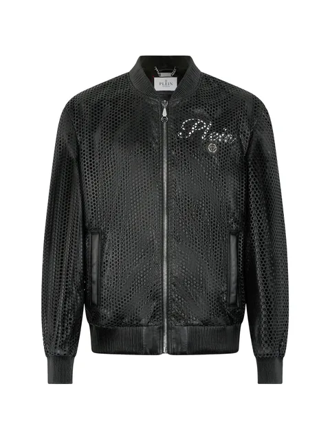 perforated leather bomber