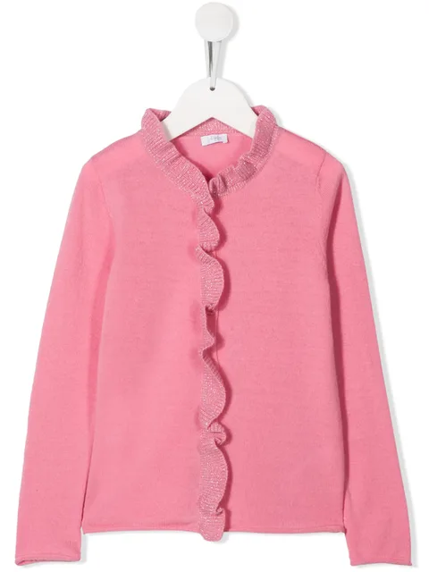 ruffle trimmed cardigan