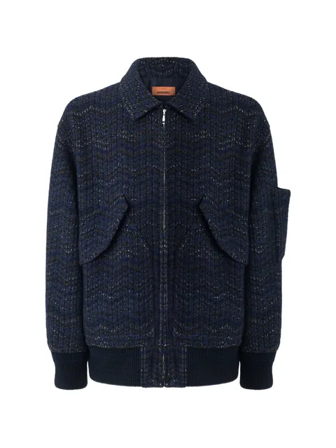 Zigzag-knit bomber jacket