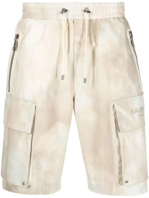 faded-effect cotton cargo shorts