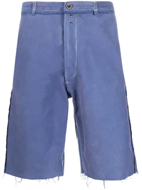raw-edge cotton bermuda shorts