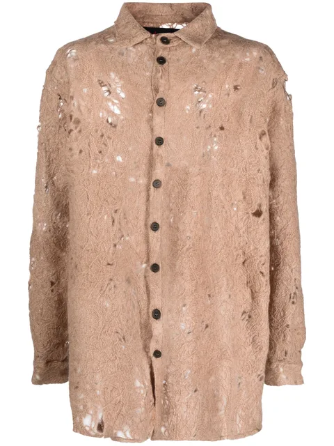 raw-cut finish long-sleeve shirt