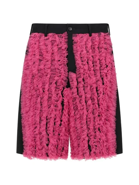ruffled tulle-panelled bermuda shorts