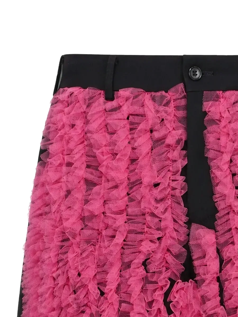 ruffled tulle-panelled bermuda shorts 4