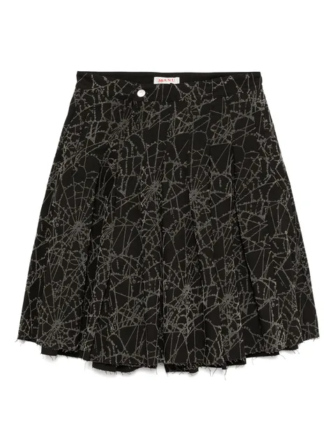 flocky-web pleated shorts