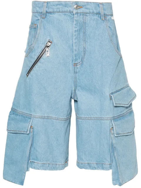 logo-plaque denim shorts
