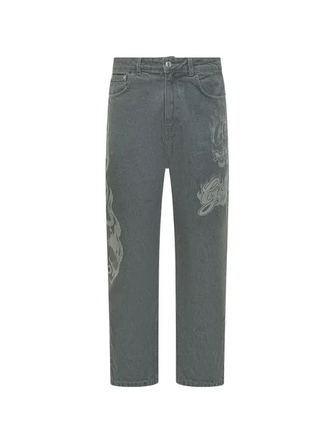 flame-detail jeans