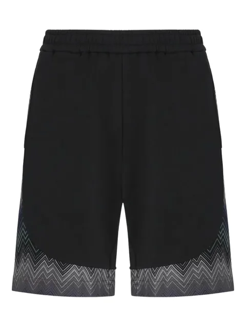 zigzag-pattern fleece shorts