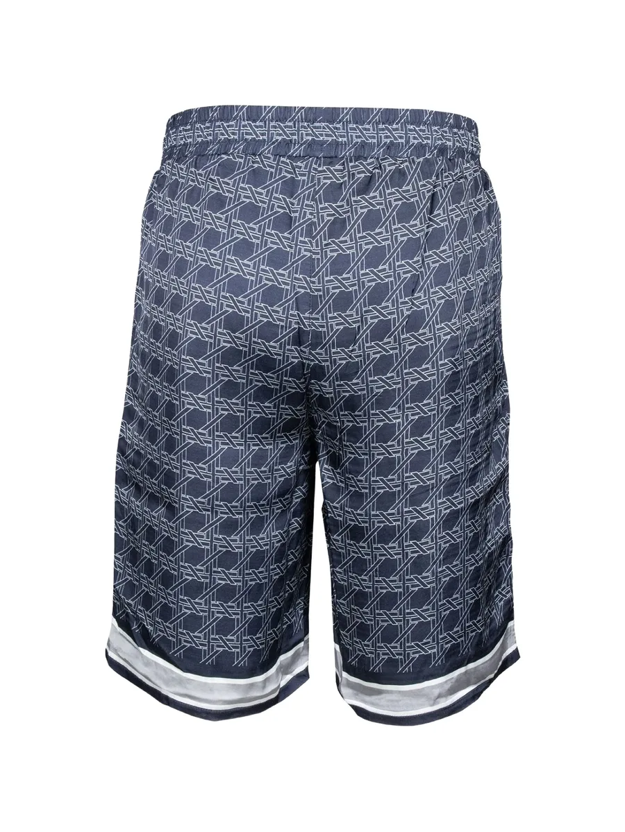 geometric-print striped-hem shorts 4
