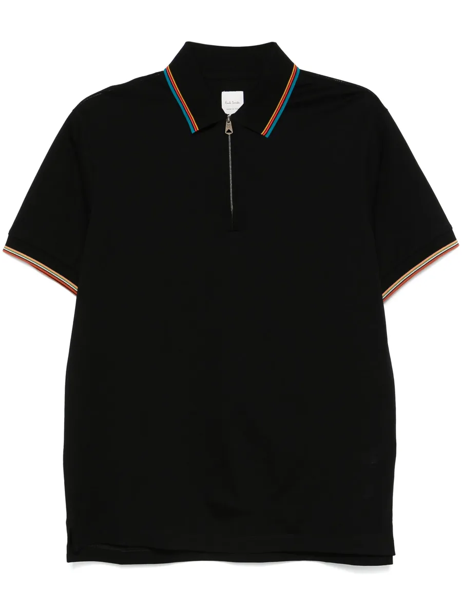 zip detail striped polo shirt 2
