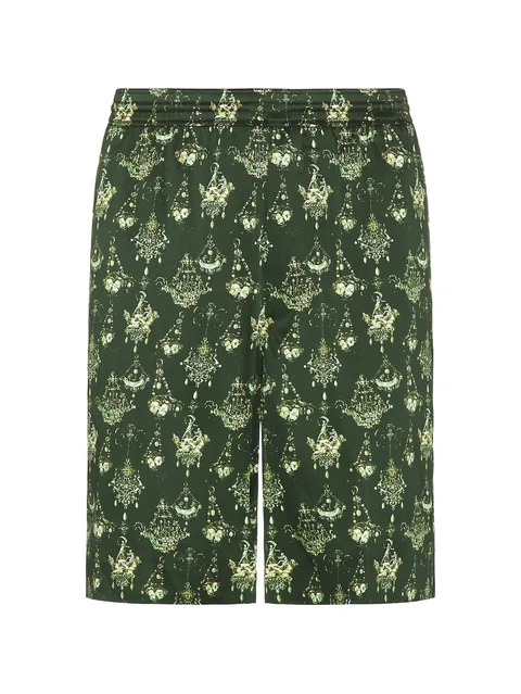 chandelier-print silk shorts