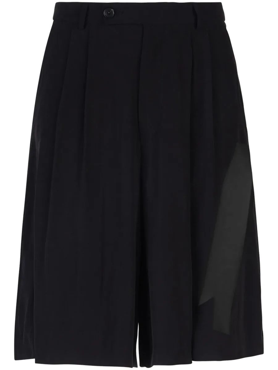 Framis-tape pleated bermuda shorts 1