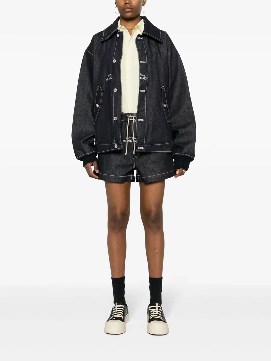 джинсовые шорты с вышитым логотипом 3