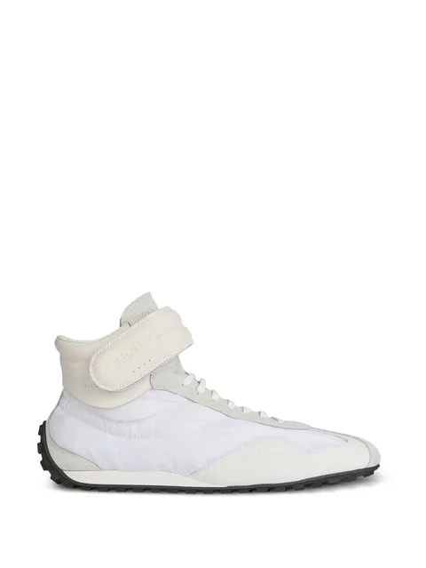 Racing mid-top trainers in nylon and leather
