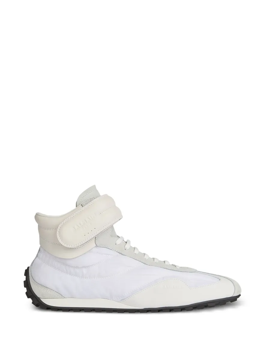 Racing mid-top trainers in nylon and leather 2