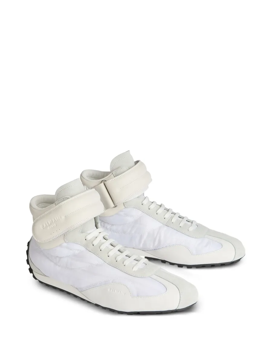 Racing mid-top trainers in nylon and leather 4