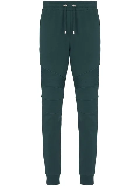 ribbed-detail drawstring track pants